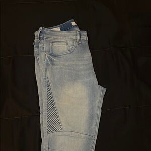 PacSun Blue Skinny Jeans with Quilted Knee Detail